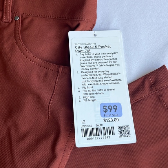 Lululemon City Sleek 5 Pocket 7/8 Pant - Size 12 - Picture 4 of 5